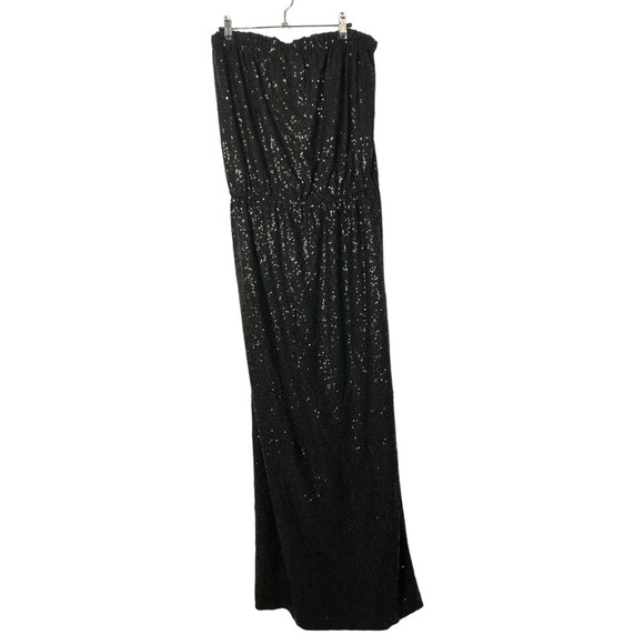 Tibi Black Sequin Strapless Maxi Formal Gown M - Picture 1 of 5